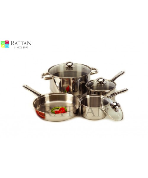 Glass Topped Stainless Steel Cookware Set 